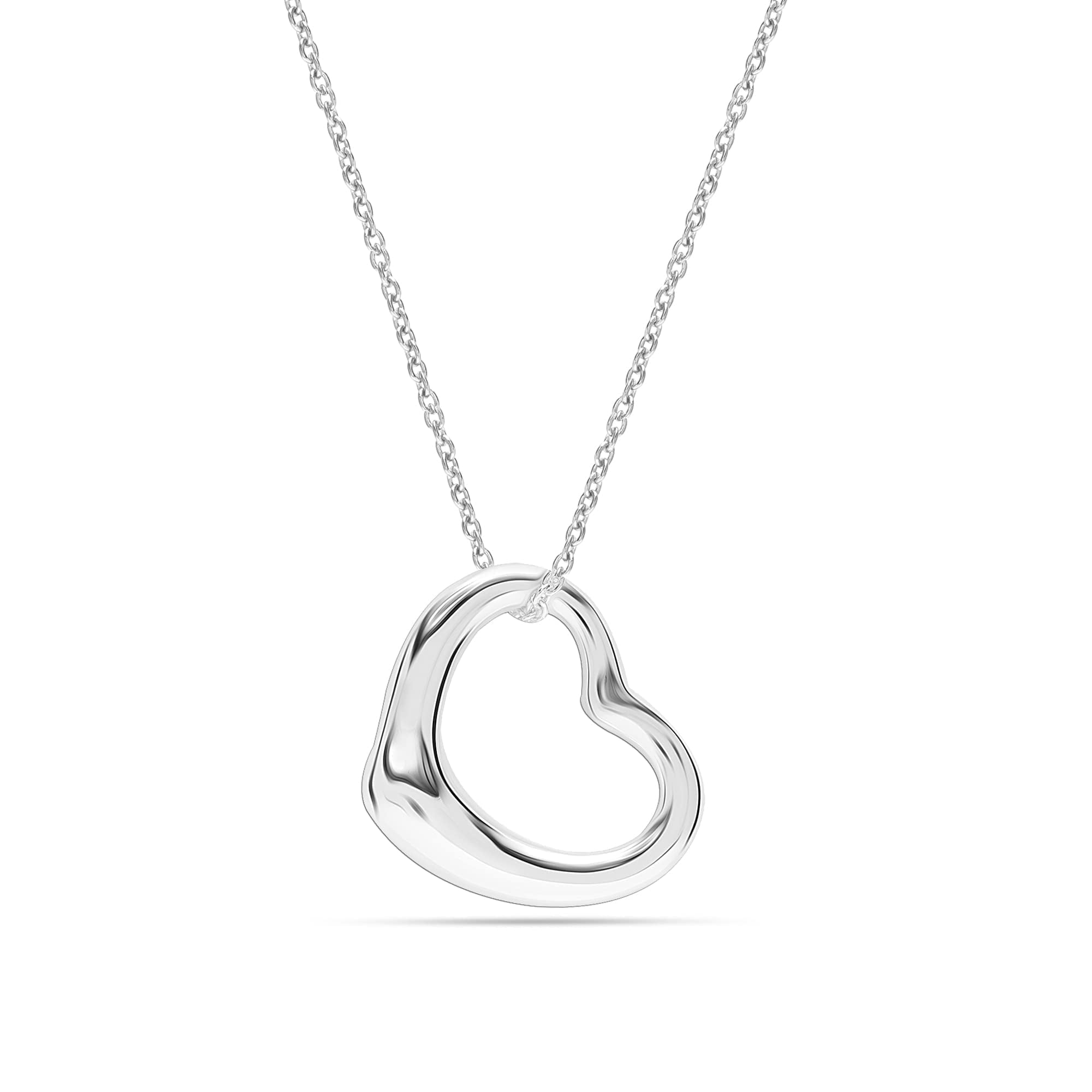 LeCalla 925 Sterling Silver Light-Weight Open Heart Pendant Necklace Jewelry Gifts for Her Women and Teen 18" Inch