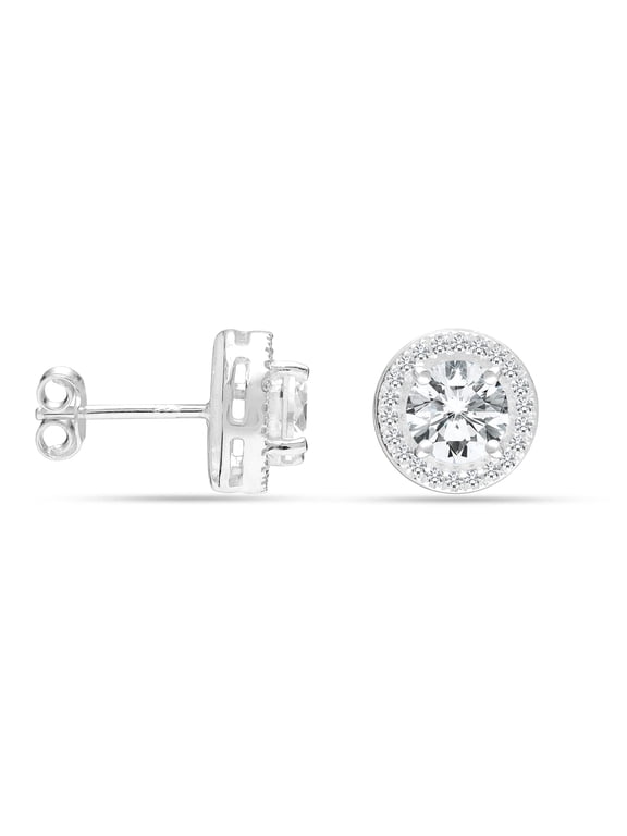 925 Sterling Silver Light-Weight Post Brilliant Round Cubic Zirconia Halo Earrings Gifts for Women and Teen 15MM