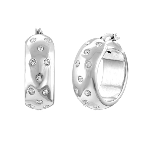 LeCalla 925 Sterling Silver Light-Weight Rhodium-Plated Round Click-Top Hoop Earrings for Women and Teen 25MM