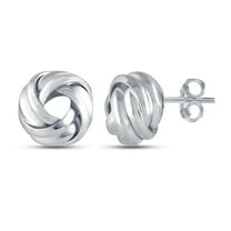 LeCalla 925 Sterling Silver Light-Weight SMALL Round Love Knot Stud Earrings for Women and Teen 9MM