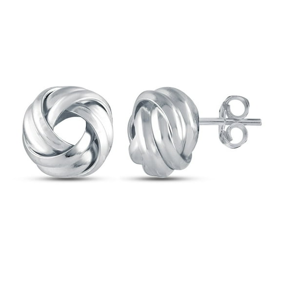 LeCalla 925 Sterling Silver Light-Weight SMALL Round Love Knot Stud Earrings for Women and Teen 9MM