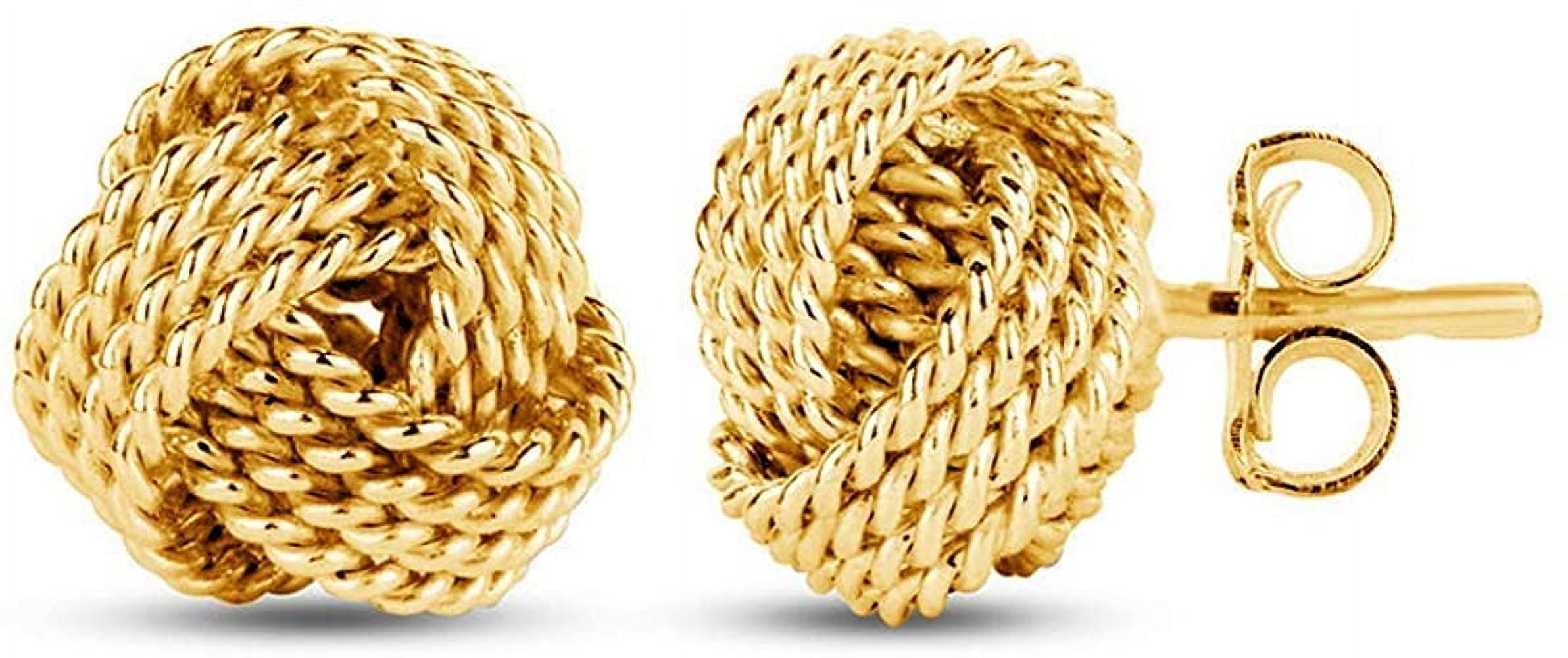 LeCalla 925 Sterling Silver Light-Weight Yellow-Gold Plated Italian Design Love Knot Stud Earrings for Women and Teen 10MM