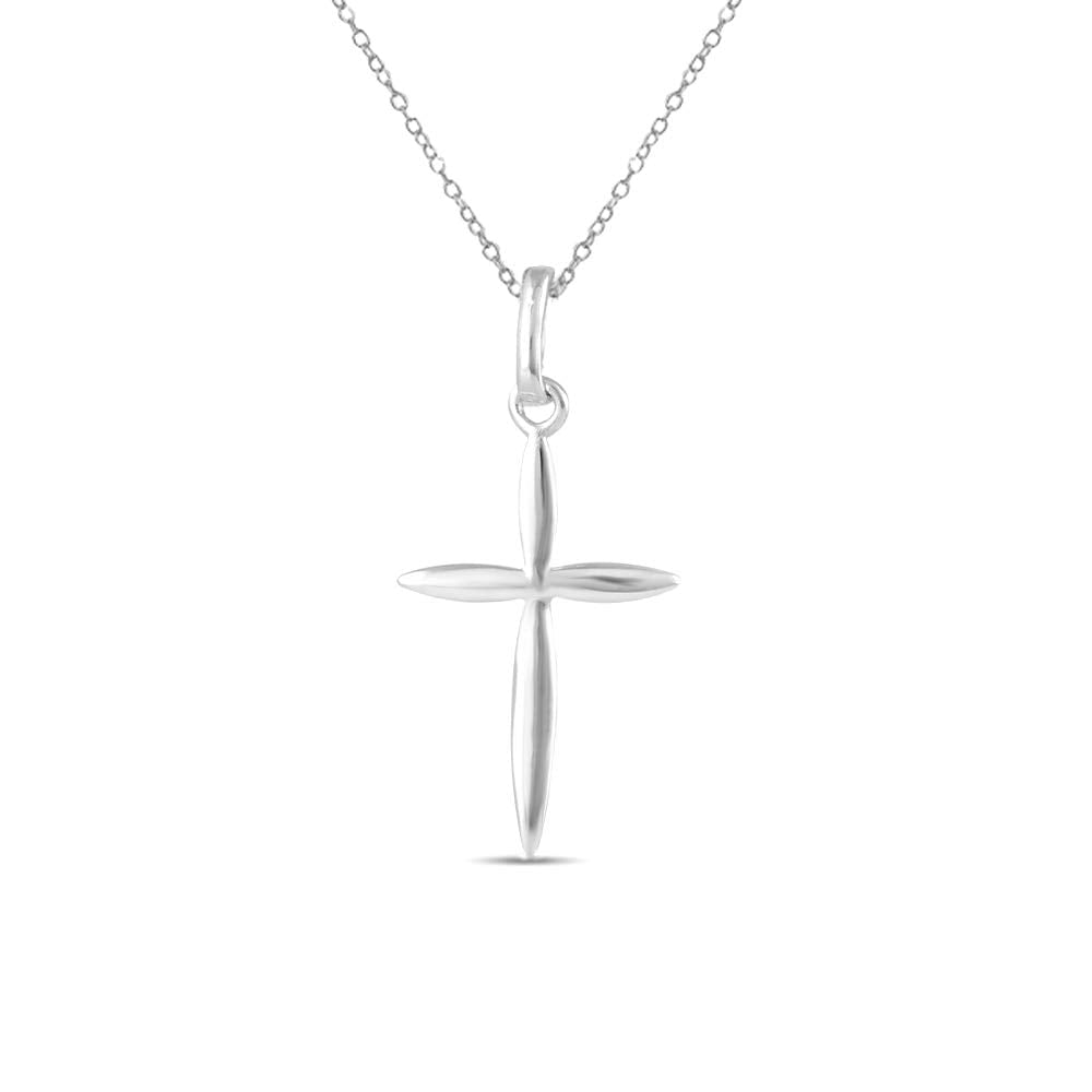 LeCalla 925 Sterling Silver Timeless Classic Cross Pendant Necklace with Cable Chain, 18+2 Inches