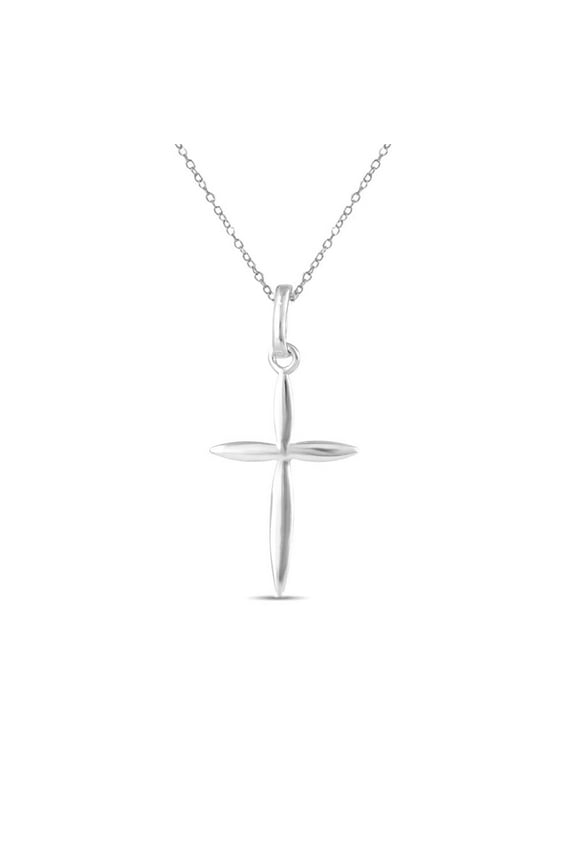 925 Sterling Silver Timeless Classic Cross Pendant Necklace with Cable Chain, 18+2 Inches