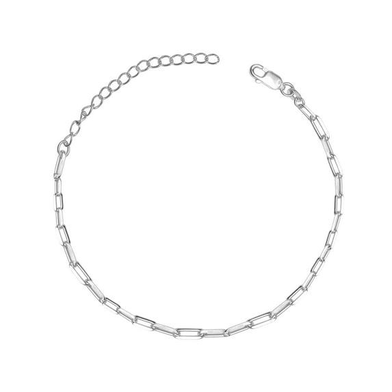 LeCalla 925 Sterling Silver Long Link Cable Chain Anklets for Women Teen, Basic Link Chain Anklets Anklets, Summer Beach Jewelry, 10" Inch