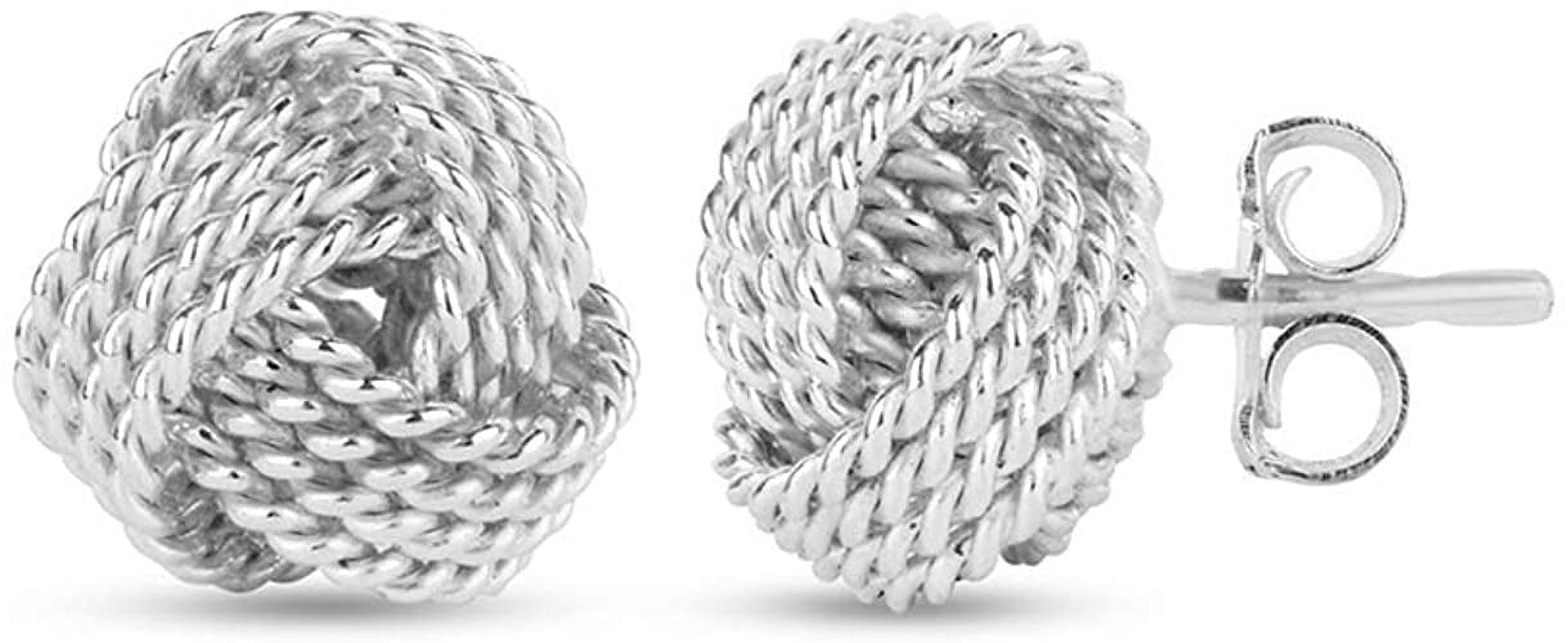 LeCalla Sterling Silver Love Knot Stud Earrings, Anti-Tarnish Jewelry Gift for Women and Teen, 8MM