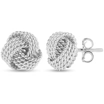 LeCalla Sterling Silver Love Knot Stud Earrings, Anti-Tarnish Jewelry Gift for Women and Teen, 8MM