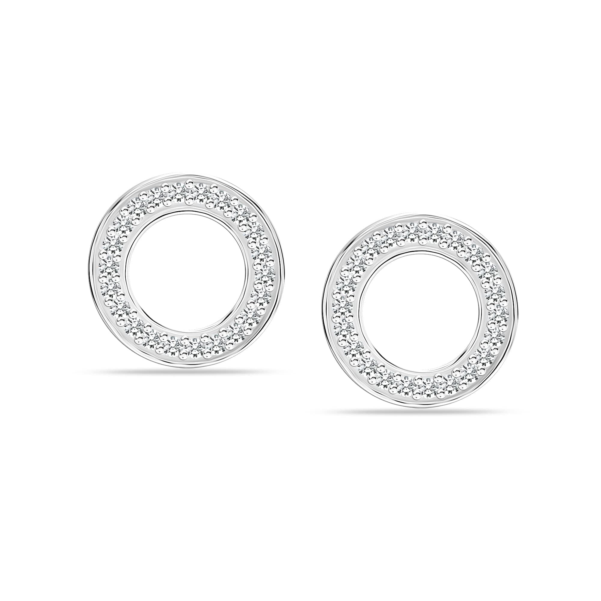 LeCalla 925 Sterling Silver Men's CZ Earrings | Lightweight Cubic Zirconia Open Circle Stud Earring 10MM