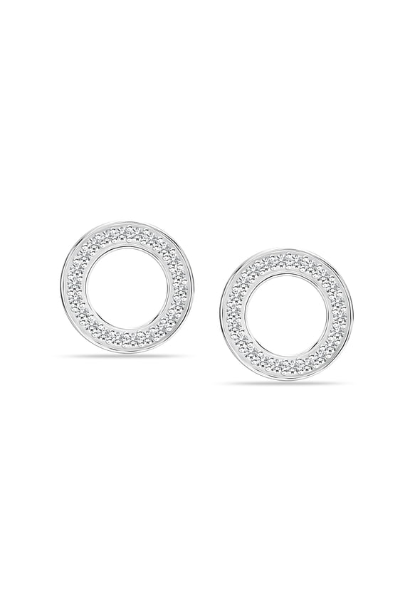 925 Sterling Silver Men's CZ Earrings | Lightweight Cubic Zirconia Open Circle Stud Earring 10MM