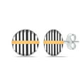 thumbnail image 1 of LeCalla 925 Sterling Silver Stud Earrings for Mens | Three-Tone Striped Button Studs Earring Jewelry Gift for Father's Day 12MM, 1 of 7