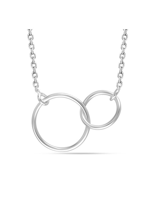 LeCalla 925 Sterling Silver Mother Daughter Necklace, Interlocking Infinity Double Circle Pendant Necklace, Mothers Day Necklace, Mother's Day Jewelry, First Mothers Day Gifts