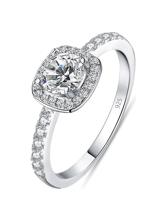 925 Sterling Silver Ring for Women Zirconia Diamond Rings Wedding Band (Size - 6)