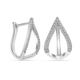 thumbnail image 1 of LeCalla 925 Sterling Silver Rhodium Plated Small CZ Hoop Earrings Cubic Zirconia Teardrop Latch Back Hoop Earrings for Teen 20MM, 1 of 6