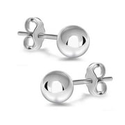 LeCalla 925 Sterling Silver Round Ball Post Stud Earrings Light-Weight Push Back Earrings Jewelry Gifts for Women and Teen 7MM