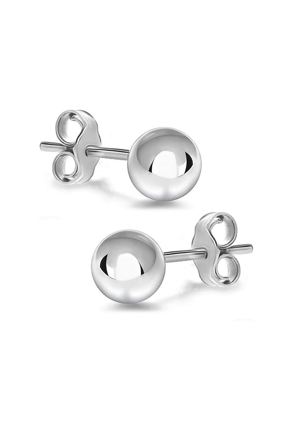 Sterling Silver Anti-Tarnish Round Ball Post Stud Earrings, 7MM