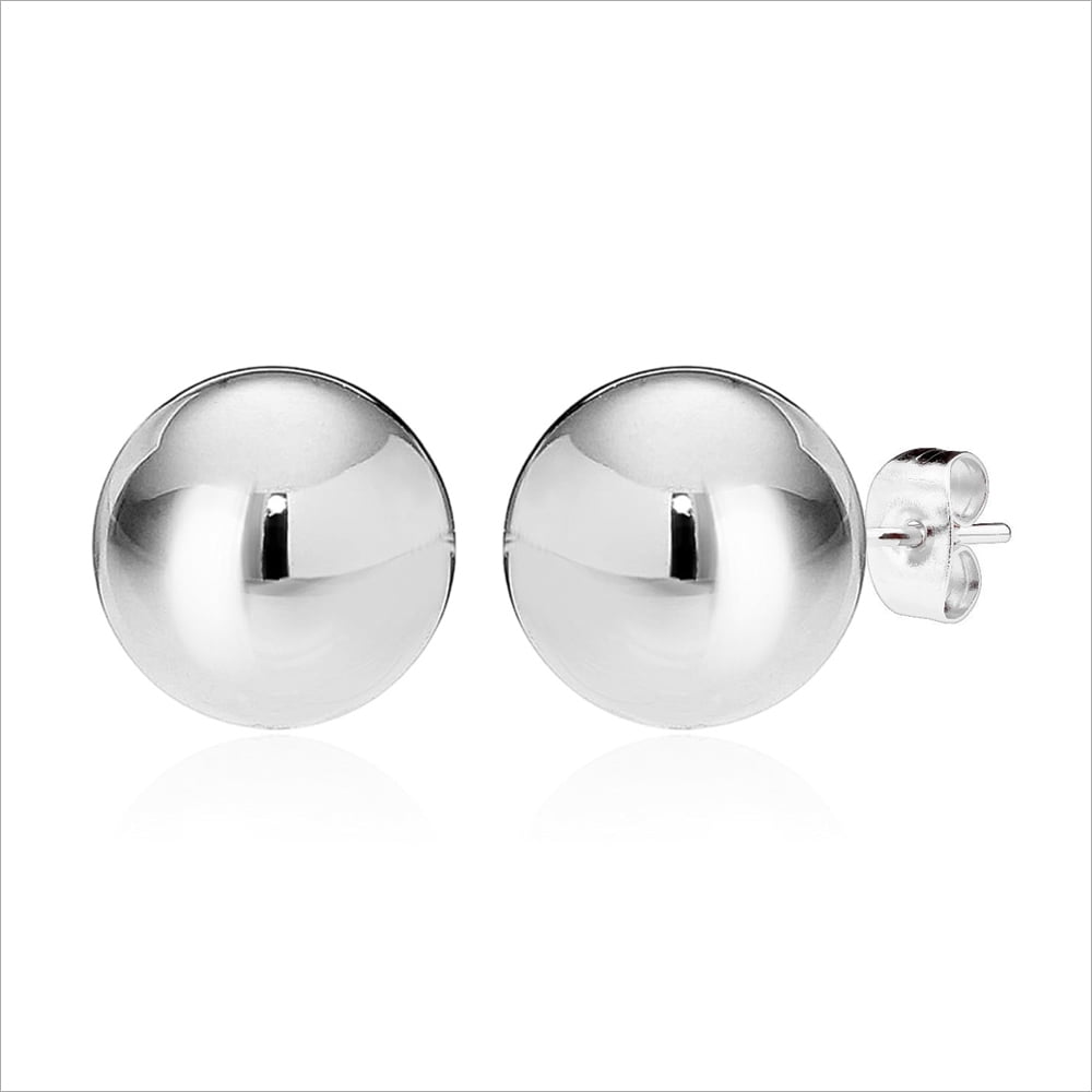 LeCalla 925 Sterling Silver Round Ball Post Stud Earrings Light-Weight ...