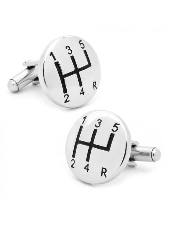 925 Sterling Silver Round Gear Cufflinks Stud Set for Men 17MM