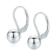 LeCalla 925 Sterling Silver SMALL 6MM Classic Ball Drop Dangle Lever-Back Earrings Jewelry for Women and Teen 19MM