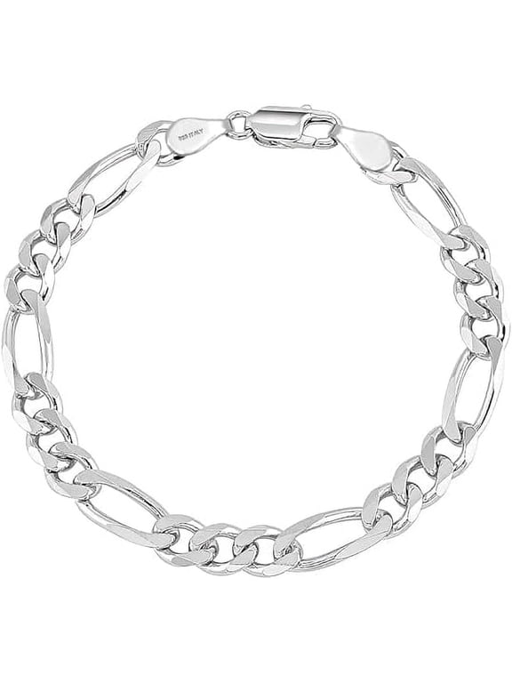 Hypoallergenic Sterling Silver 5MM Figaro Chain Bracelet for Men, 9 Inches