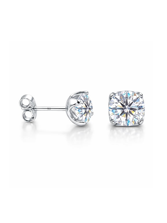 925 Sterling Silver Stud Earrings for Men Women | Unisex Round CZ Classic Studs