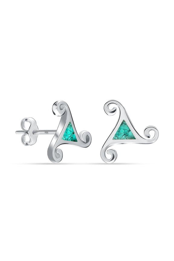 925 Sterling Silver Stud Earrings for Women | Turquoise Triskele Studs Earrings