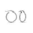 thumbnail image 1 of LeCalla 925 Sterling Silver Texture Hoop Earrings for Women | Small Classic Diamond-Cut Textured Hoop Earring | Womens Click-Top Earring Hoops 15MM, 1 of 6