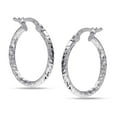 thumbnail image 1 of LeCalla 925 Sterling Silver Texture Hoop Earrings for Women | Small Diamond-Cut Twisted Hoop Earring | Womens Click-Top Earring Hoops 25MM, 1 of 7