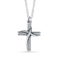 thumbnail image 1 of LeCalla 925 Sterling Silver Textured Cross Pendant Necklace 20", 1 of 6