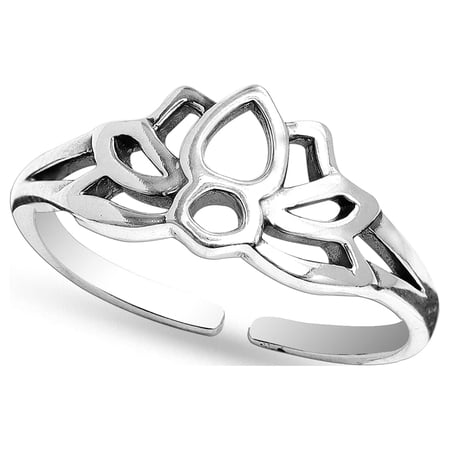 LeCalla 925 Sterling Silver Toe Rings Filigree Flower Lotus Silhouette Band Toe Rings for Women