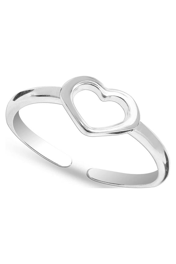 925 Sterling Silver Toe Rings Hypoallergenic Light-Weight Open Heart Band Ring Adjustable Toe Rings for Female