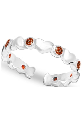 925 Sterling Silver Toe Rings Light-Weight Hypoallergenic Heart With CZ Garnet Open Adjustable Toe Rings for Female