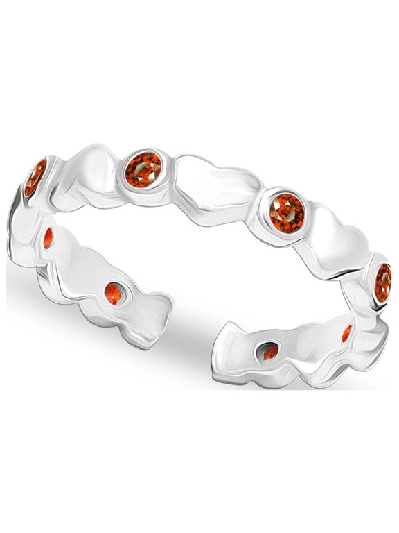 925 Sterling Silver Toe Rings Light-Weight Hypoallergenic Heart With CZ Garnet Open Adjustable Toe Rings for Female