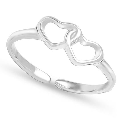 LeCalla Sterling Silver Adjustable Toe Rings, Hypoallergenic, Anti-Tarnish, Infinity Open Love Heart Design (Women's)