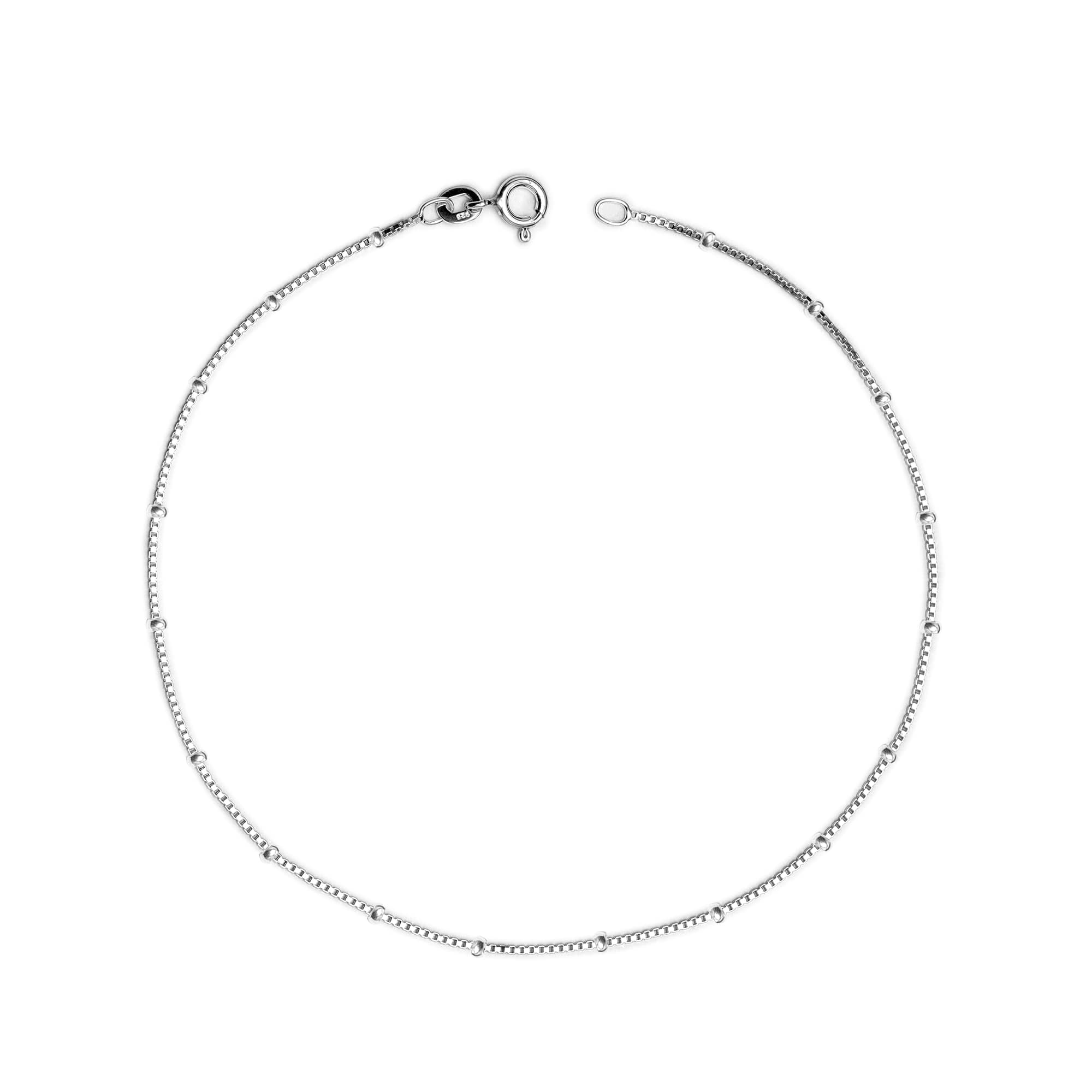 LeCalla 925 Sterling Silver Anklets for Women Venetian Chain Anklets Summer Beach Jewelry (10 Inch)