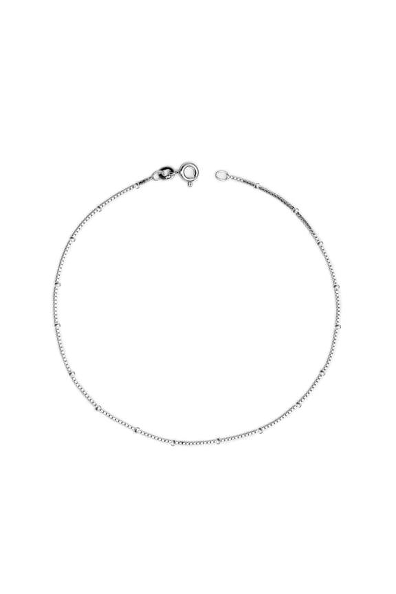 925 Sterling Silver Venetian Chain Anklets for Female, Basic Chain Link Anklets, Summer Beach Jewelry 10" Inch