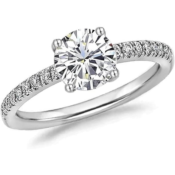 LeCalla 925 Sterling Silver Wedding Finger Rings for Women Rhodium-Plated Cubic Zirconia Classic Engagement Wedding Band Ring for Women Her (Size - 8)