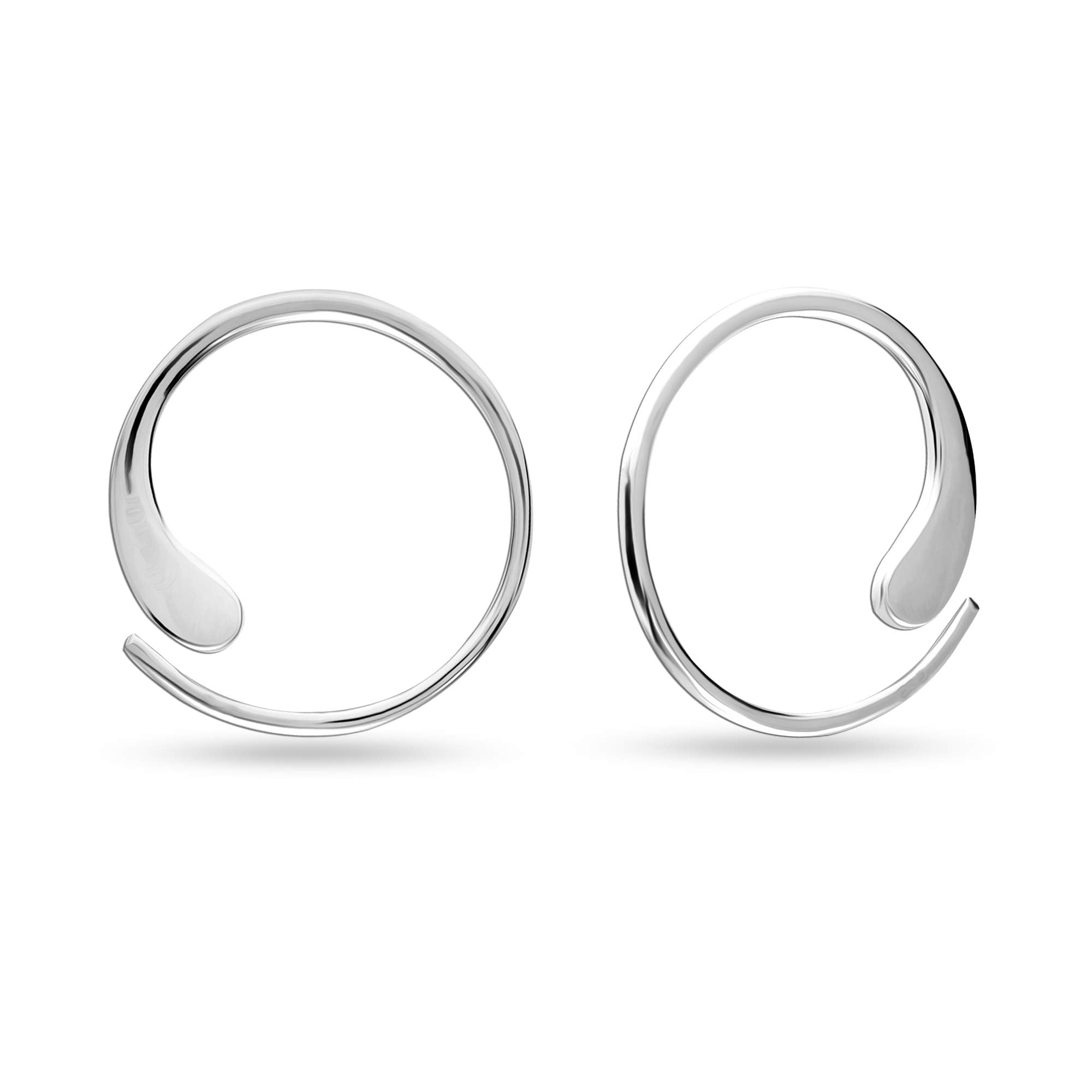 LeCalla 925 Sterling Silver Wire Threader Earrings Hypoallergenic Jewelry Gifts for Women and Teen 20MM