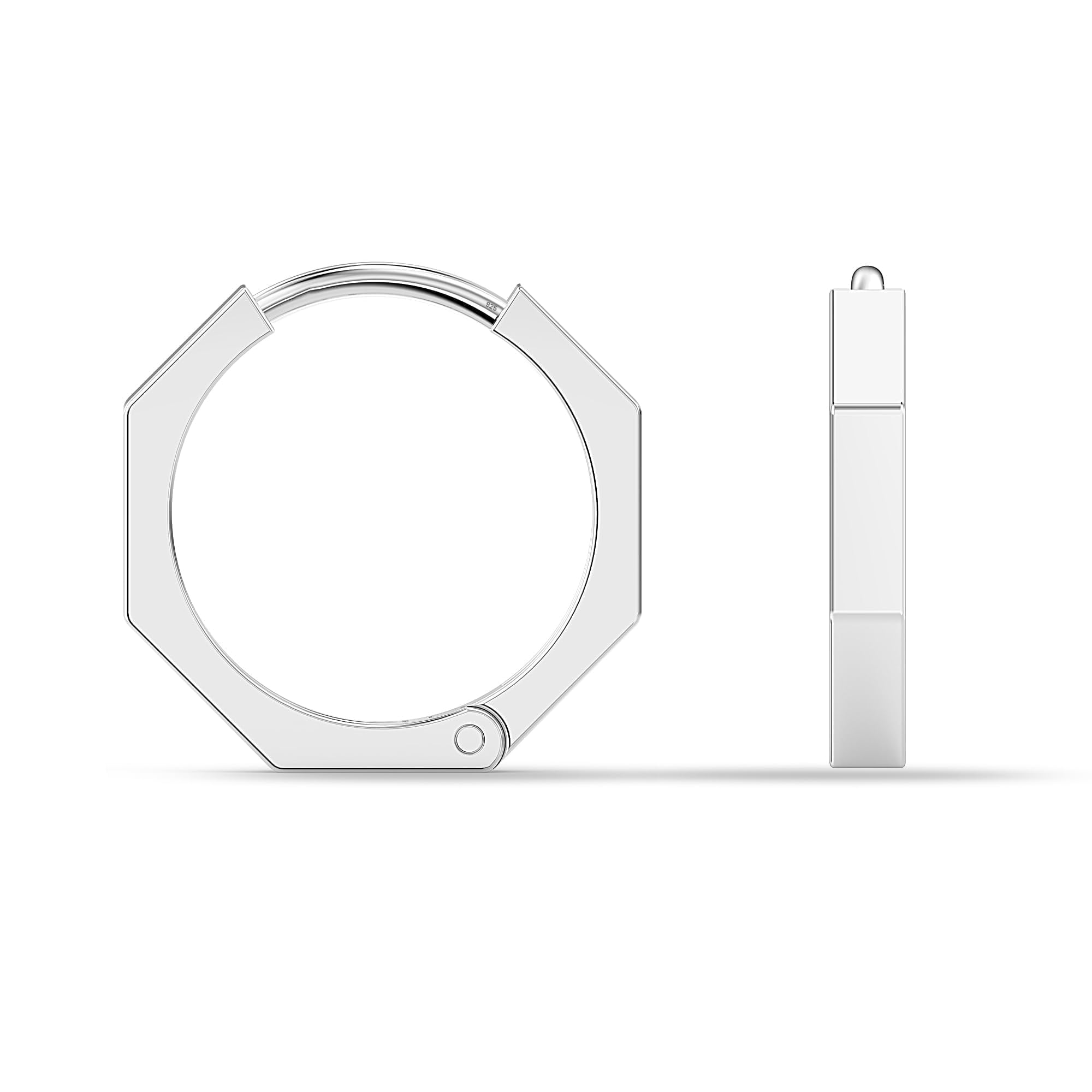 LeCalla Men's 925 Sterling Silver Small Huggies Hoop Earrings | Chunky Cuff Huggie Hoop Earring for Men 15MM