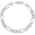 thumbnail image 1 of LeCalla Solid 925 Sterling Silver Figaro Chain Bracelet for Men and Women | Hypoallergenic Italian 4MM Diamond-Cut Figaro Link Chain Bracelets 8" Inches, 1 of 10