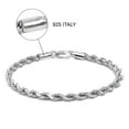 thumbnail image 1 of LeCalla Solid 925 Sterling Silver Light-Weight Italian Diamond-Cut 4MM Rope Chain Bracelets for Women and Men 7" Inches, 1 of 10