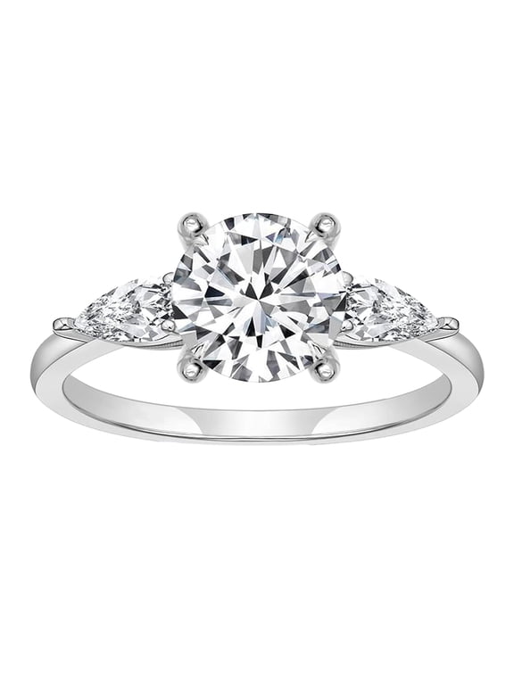 Sterling Silver CZ Rings for Women Rhodium-Plated Zirconia Classic 925 Engagement Ring Wedding Band for Women Promise Rings for her (Size - 7)