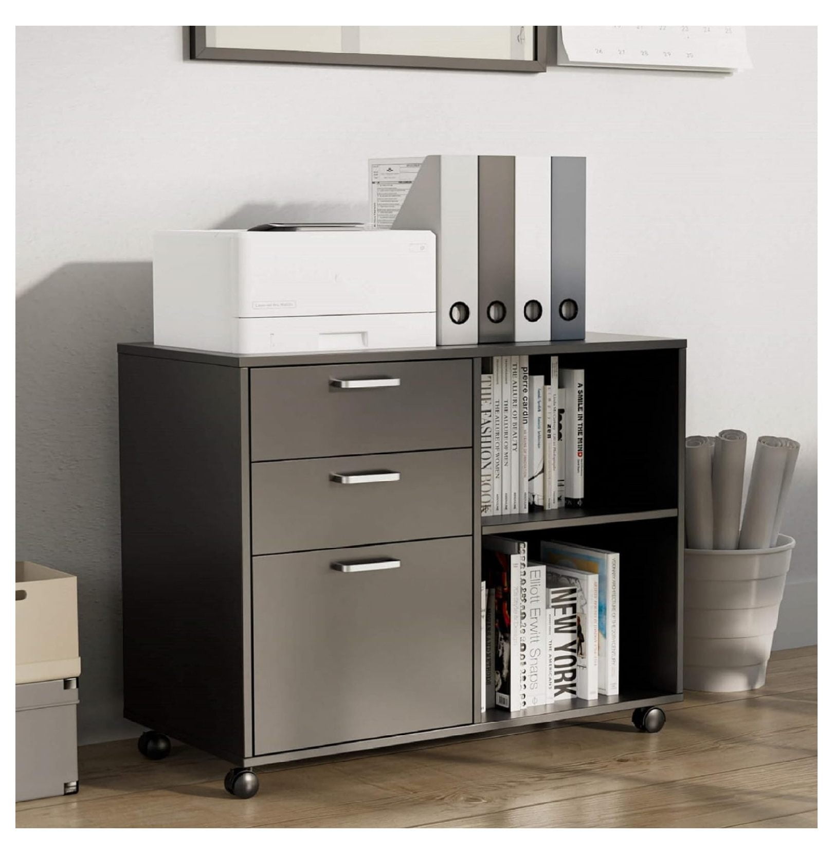 LeCeleBee 3Drawer File with Wheels,26.7" H Mobile Lateral