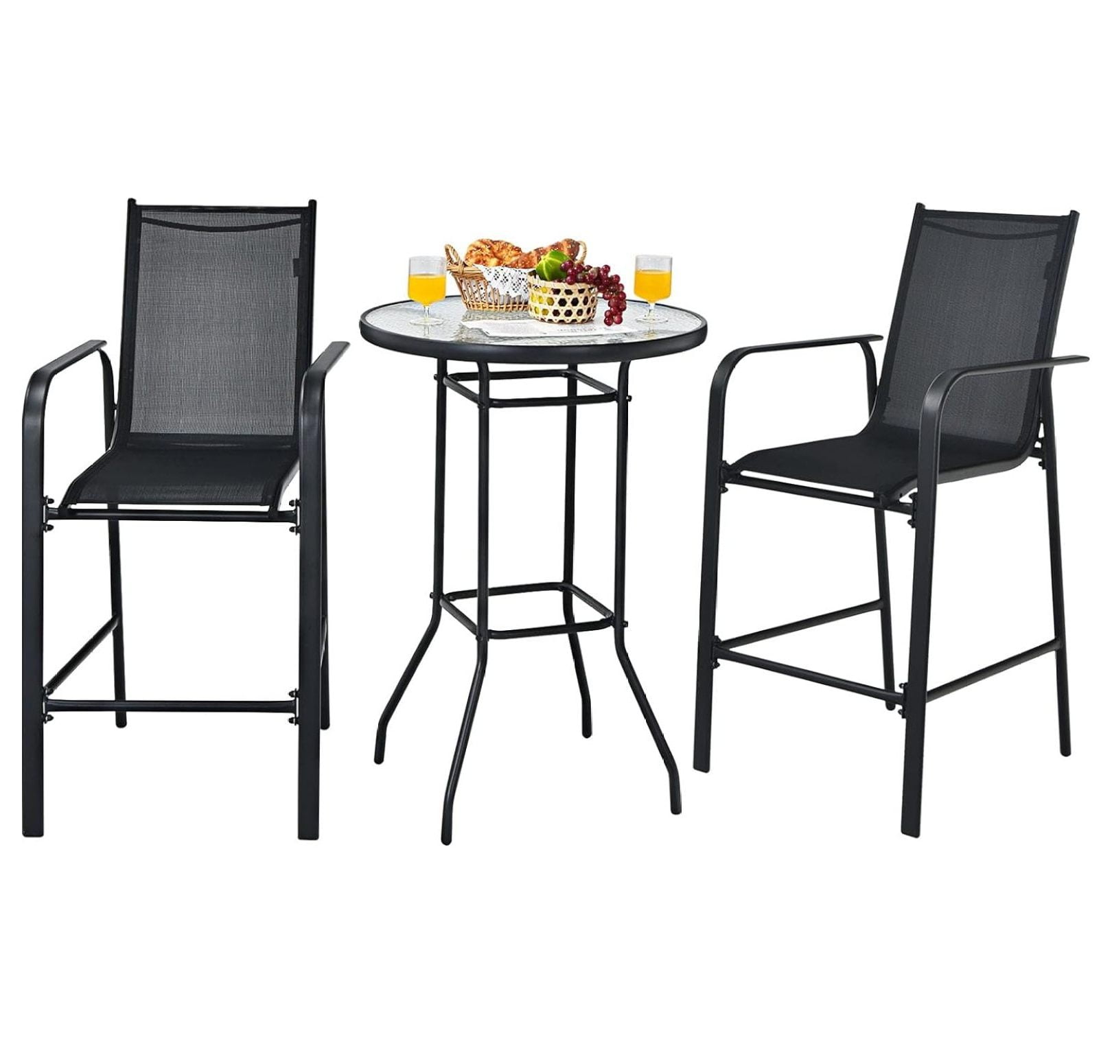 LeCeleBee 3Piece Patio Bar Set Outdoor High Top Bistro Set with 2 Bar
