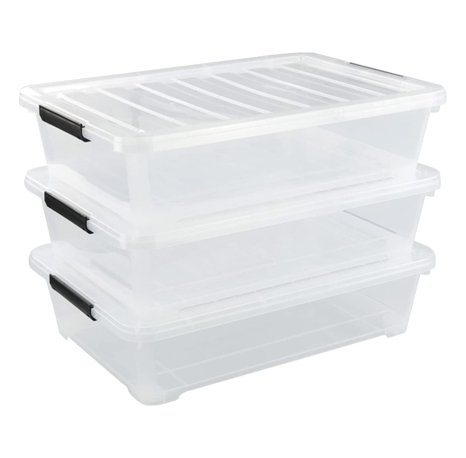 LeCeleBee 40 Quart Plastic Underbed Storage Boxes, Clear Under Bed