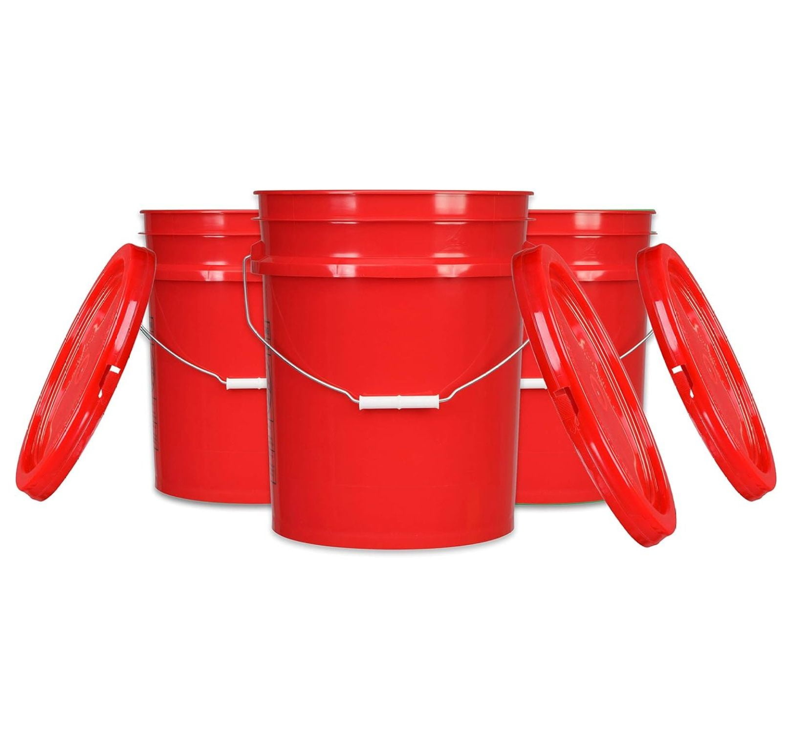 LeCeleBee 5 Gal Red Buckets with Lids Food Grade Pack of 3