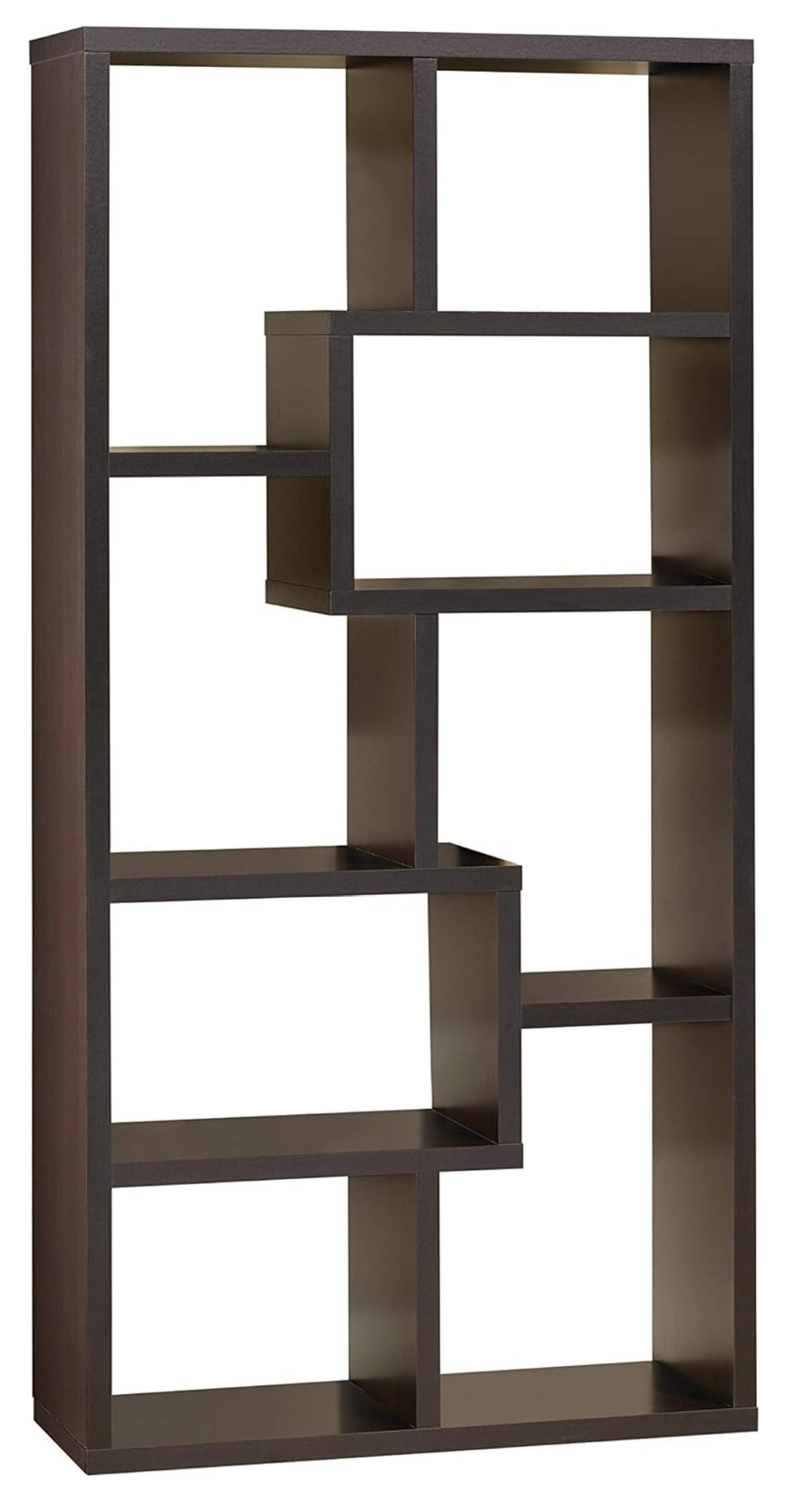 Contemporary Cappuccino 70.5" Asymmetrical Cube Bookcase