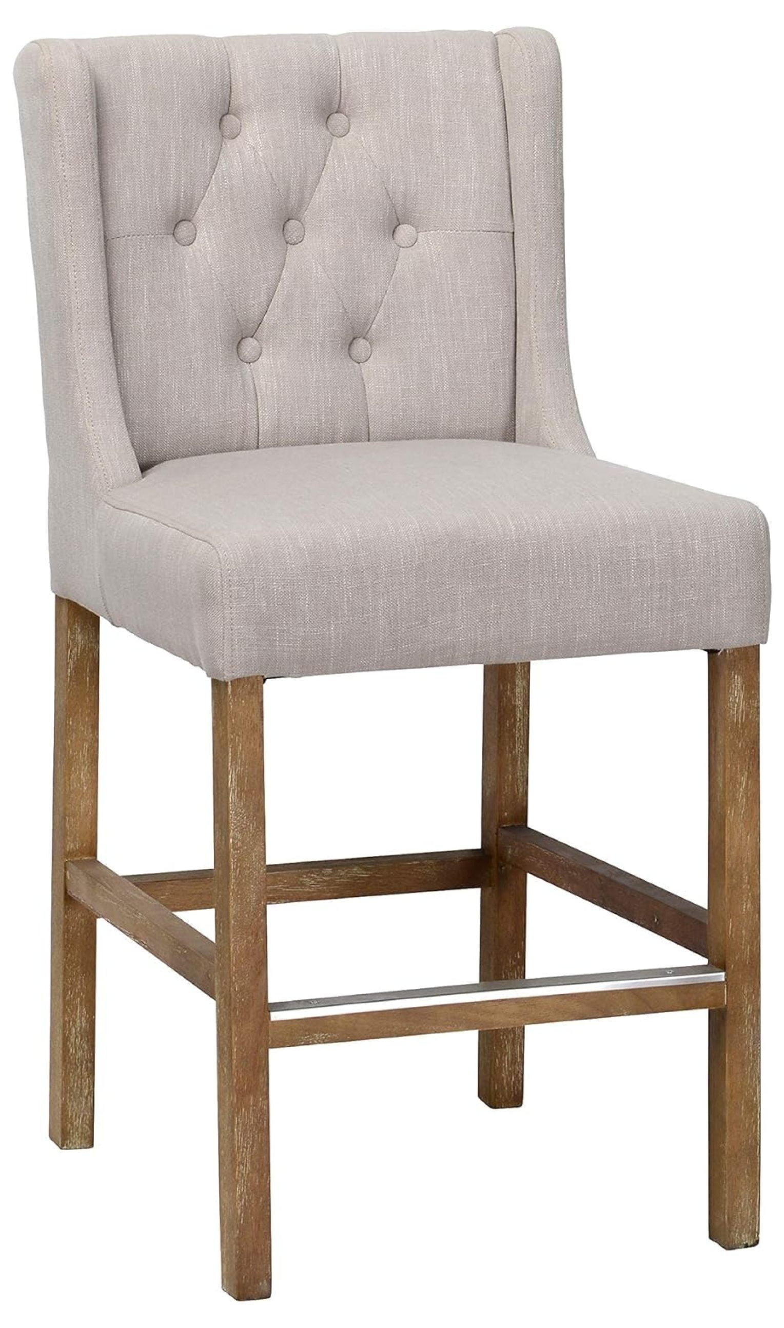 Karla 24" Brown Wood and Metal Adjustable Counter Stool with Tufted Back