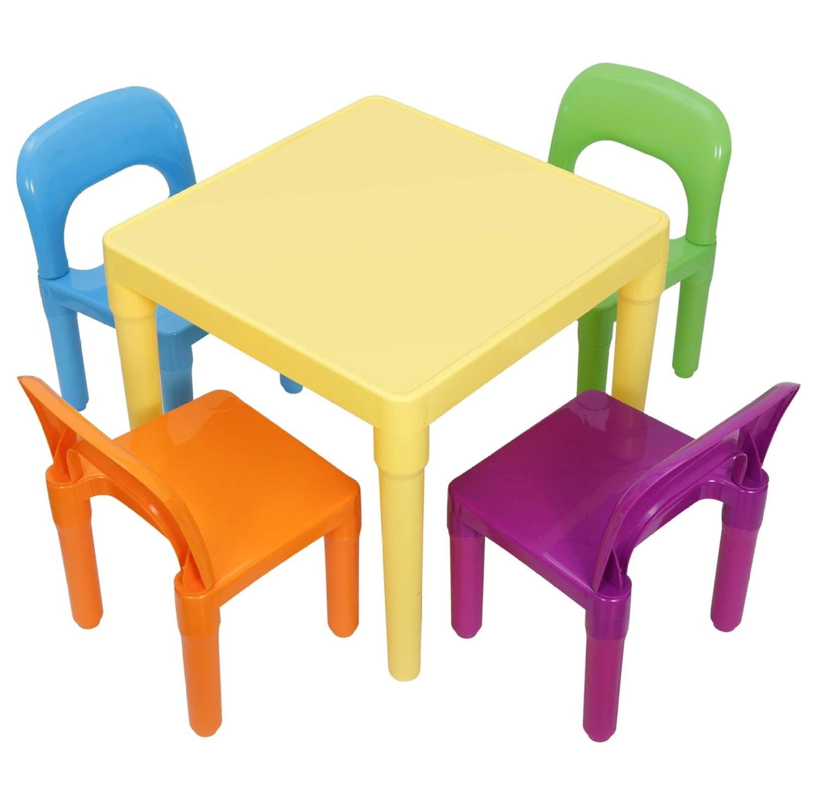 LeCeleBee Kids Table and 4 Chairs Set, Toddler Table Plastic Sturdy