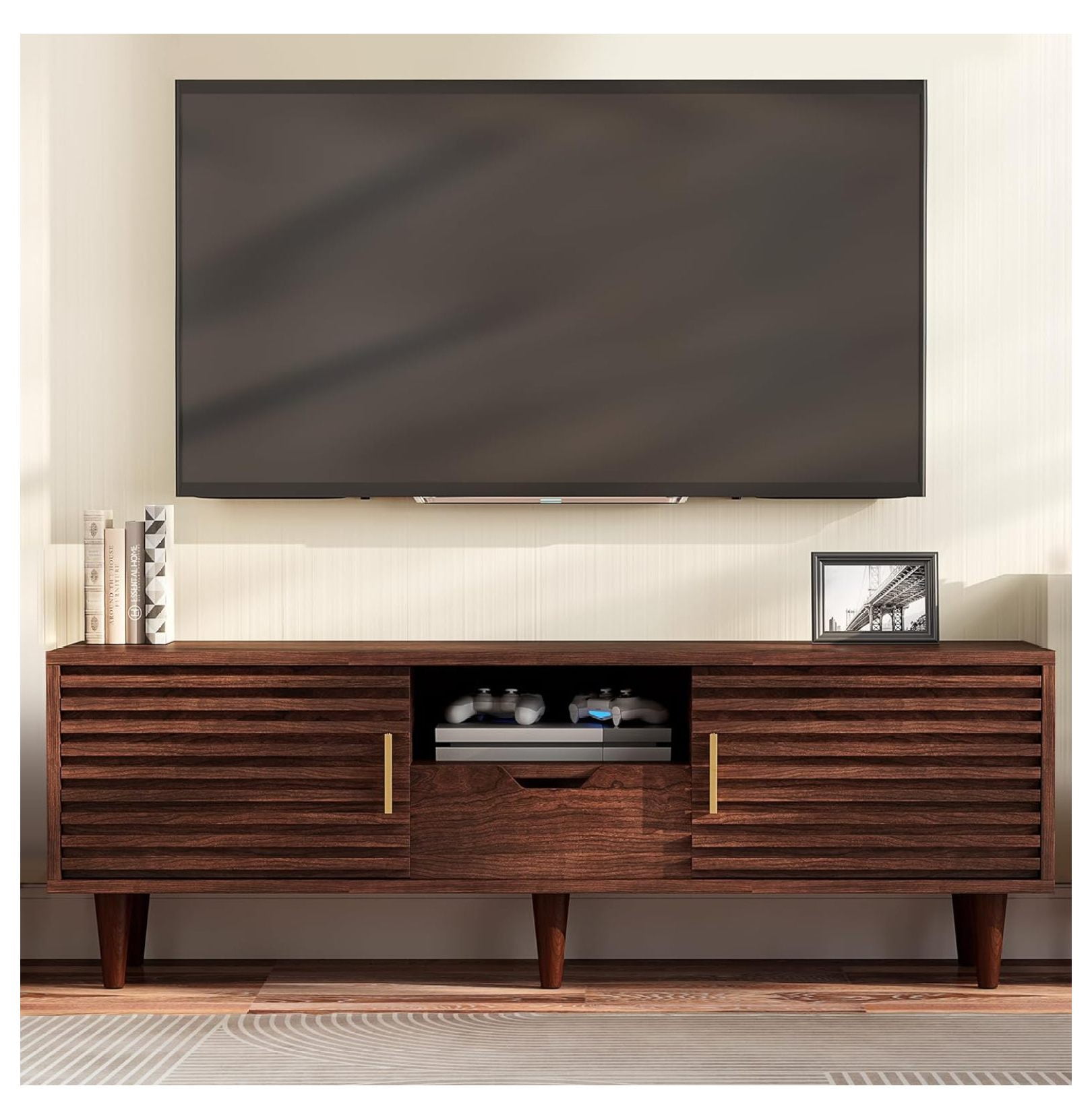 LeCeleBee Low Profile TV Stand for 65+ Inch TV, Entertainment Center