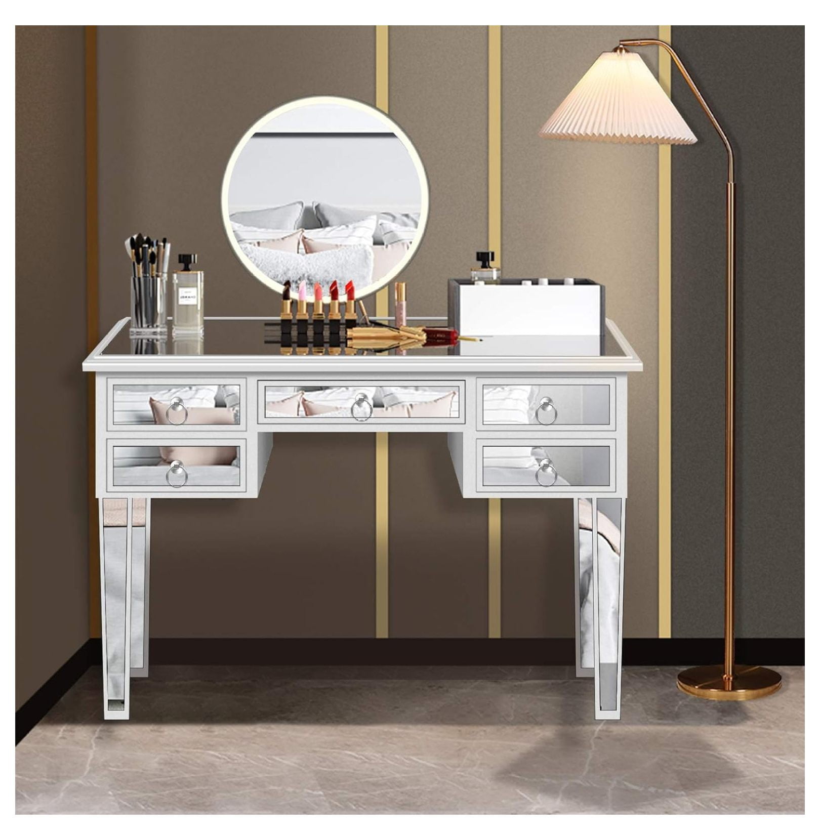 Mirrored Makeup Vanity Tabler Beautyguruchatter - rwvct19